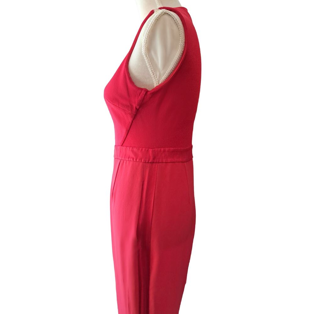 Diane Von Furstenberg Red Plunge V-Neck Jumpsuit - Picture 5 of 13